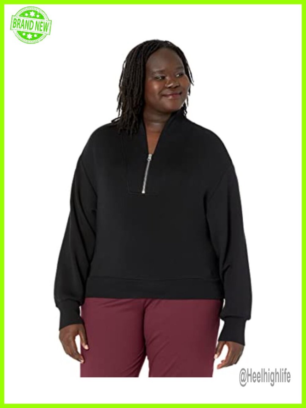 Varley Davidson DoubleSoft Cropped Sweatshirt Half-Zip Bell Sleeves